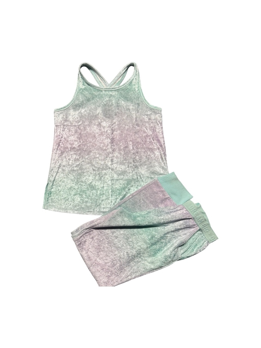 Dream Big Girls Velour Lounge Set Mint Lavender Tank & Joggers Size 10/12